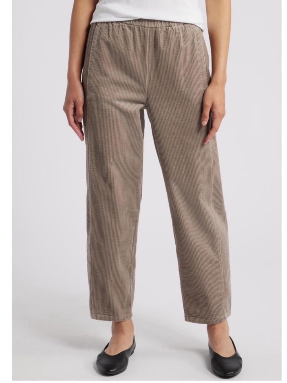 Eileen Fisher Taupe Corduroy Lantern Ankle Pant NWT XS